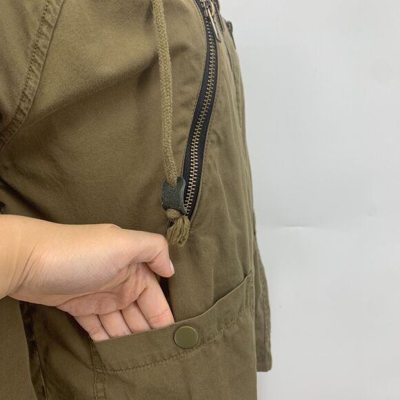 Volcom Good Side Hooded Jacket Womens M Olive Zip Up Cotton Lightweight Military - Picture 5 of 15